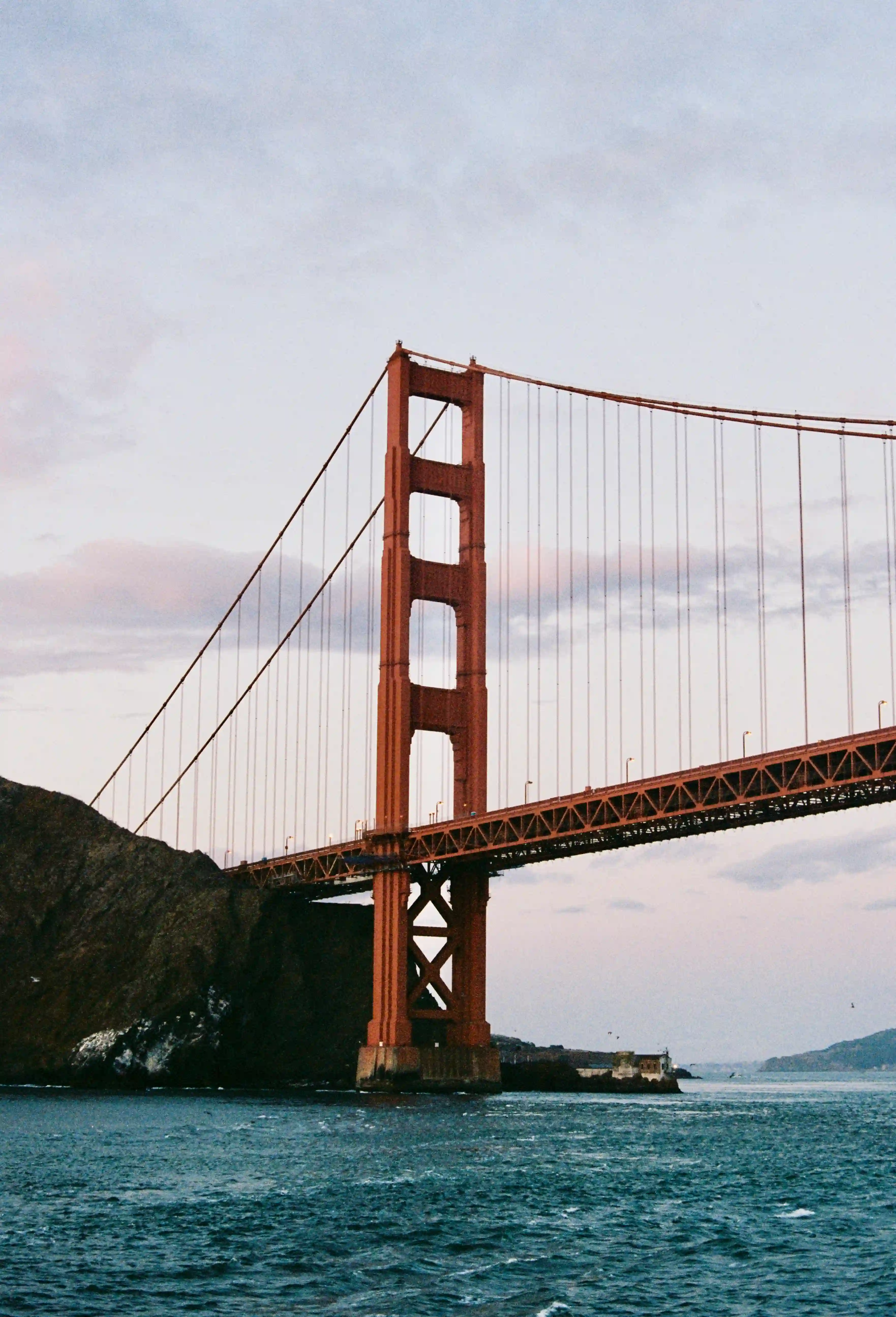 Golden Gate bridge water red bridge evening glow